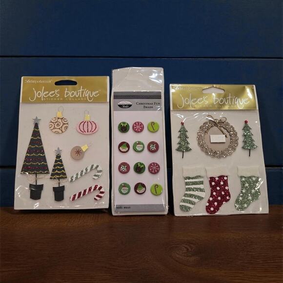 Jolee's Stickers Christmas Decorations Season Greetings Christmas Fun Noel Brads - Picture 9 of 9